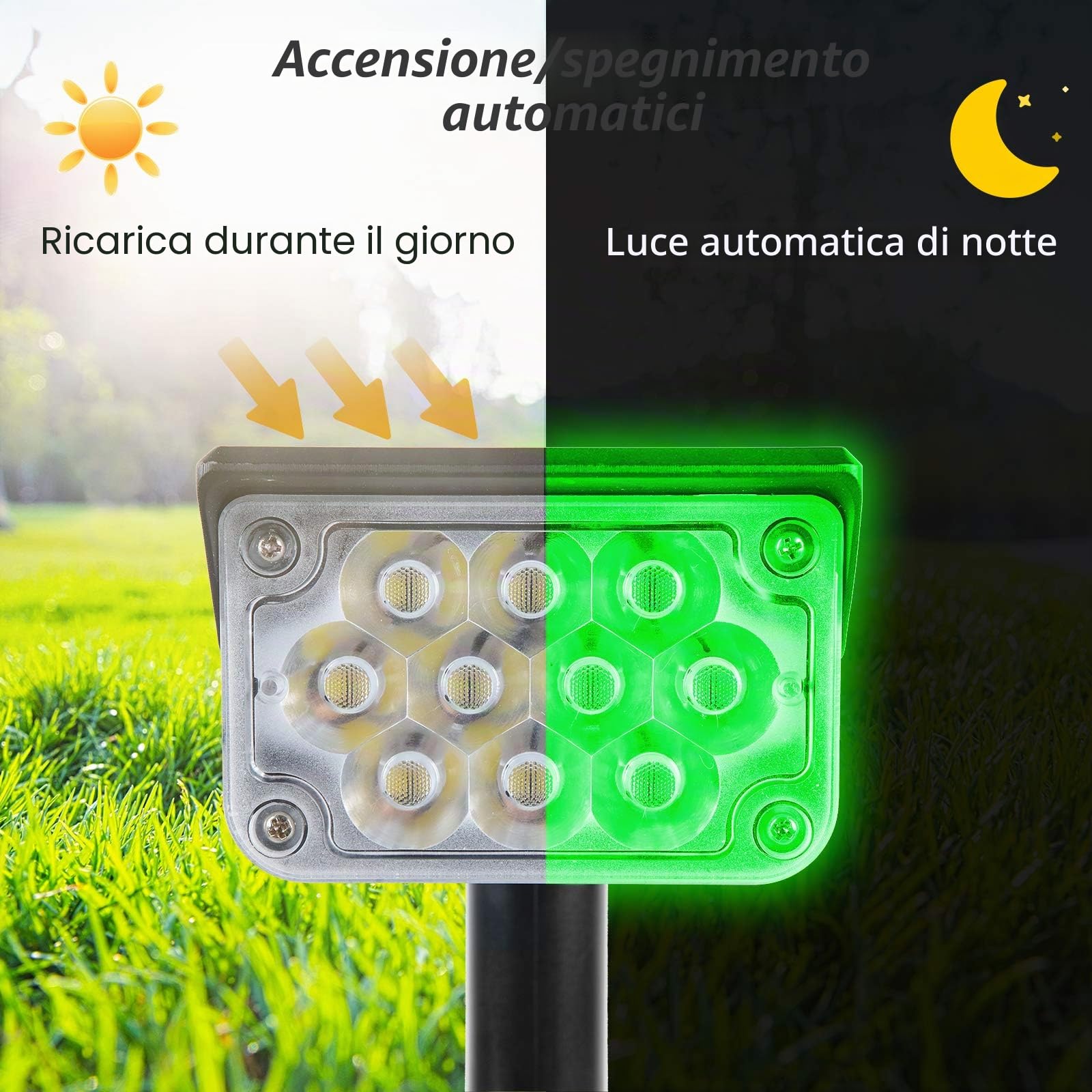 NATPOW Faretti Solari a LED da Esterno, 4 pezzi Verde Lampade Solari da Giardino Potenti, 20 LEDs Faretto Solare, IP65 Impermeable per Giardino, Patio, Vialetto, Natale