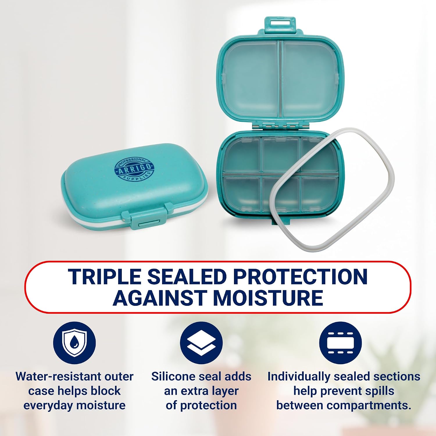 Arrigo Daily Pill Organizer for Small Medicine & Large Vitamins – 4 Pack Travel Friendly Portable Pill Case Box – Hard BPA-Free Plastic Compact Container for Carry-On, Pocket, Purse & Backpack image 5