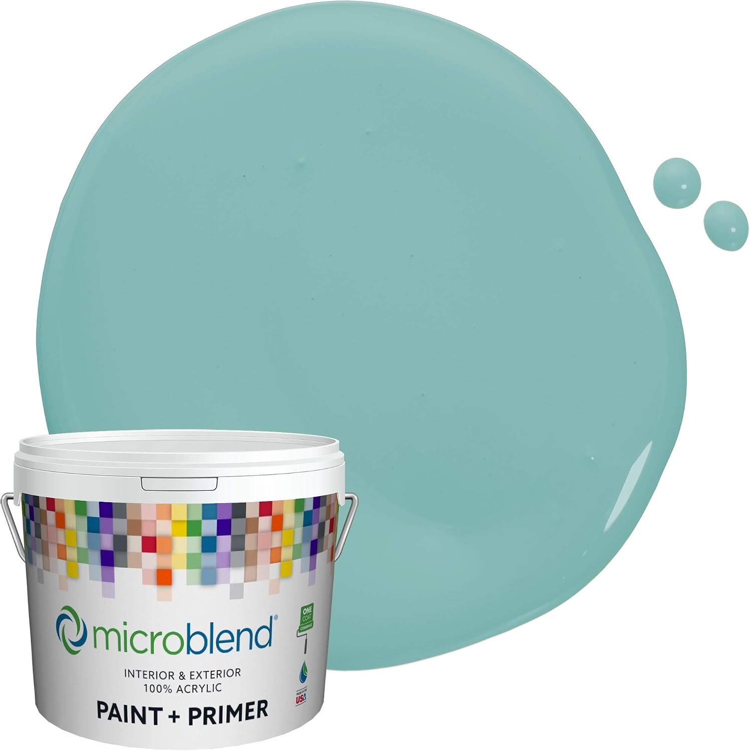 Microblend Interior Paint and Primer - Turquoise/Your`s Always, Gloss Sheen, Quart, Premium Quality, High Hide, Low VOC, Washable, Microblend Urban Collection