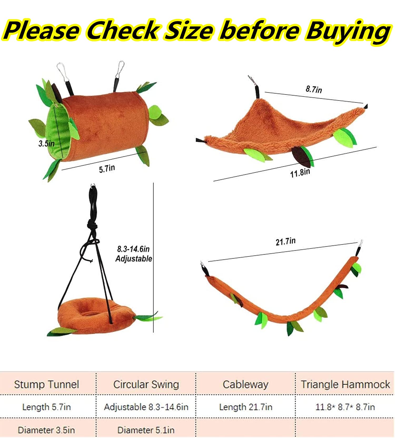 Set Accessori Gabbia Criceti 5 Pezzi - Amaca, Tunnel, Altalena - Per Piccoli Animali Domestici - Foto 10