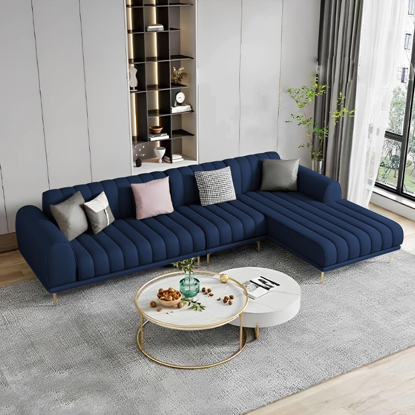Casaliving Herrick RHS 6 Seater L Shape Sofa Set for Living Room (Blue) Premium Velvet Fabric Sofa (B0C8JMYFL2) Amazon Price History, Amazon Price Tracker