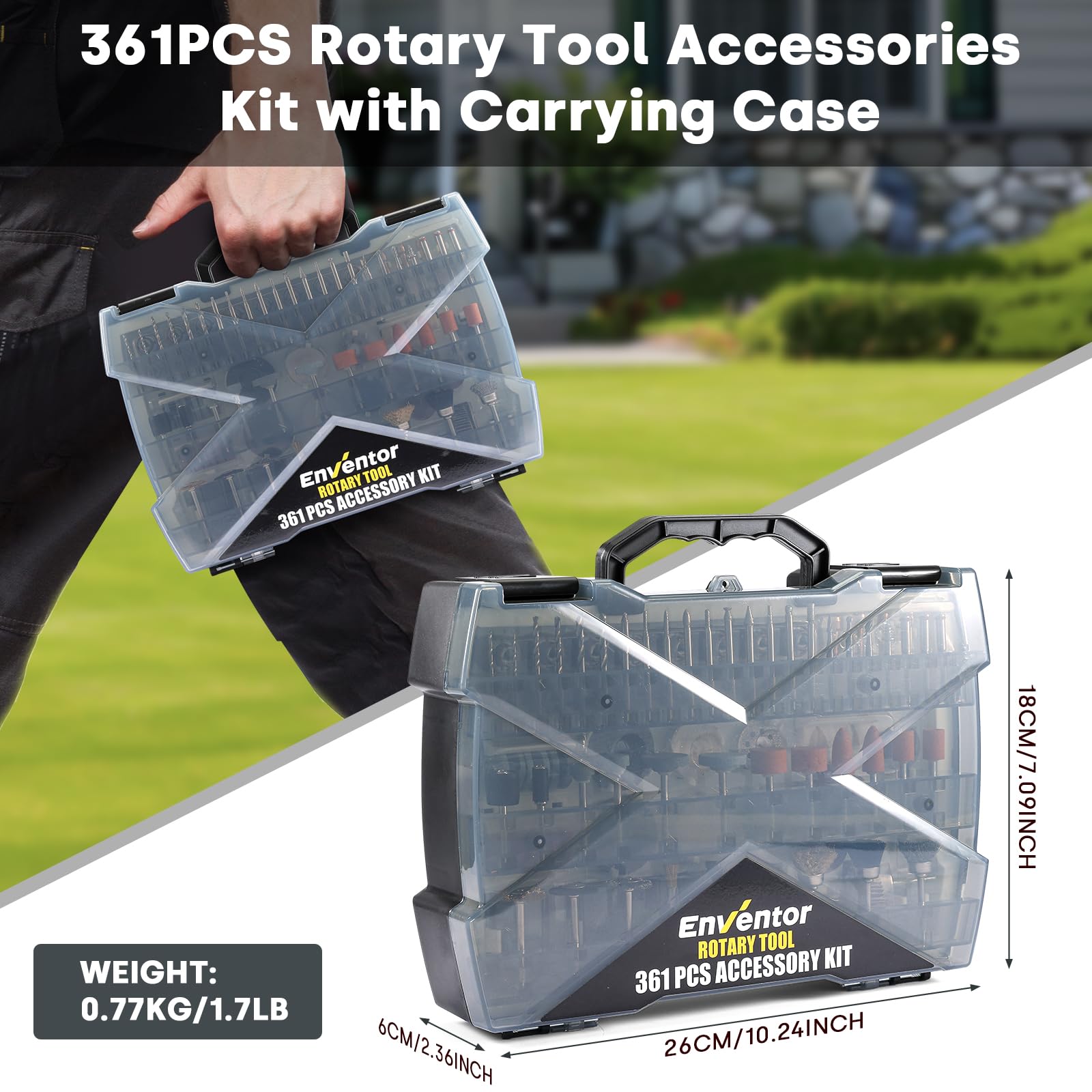 Enventor Kit d'accessoires rotatifs universels pour sculpter, poncer, polir, couper, percer