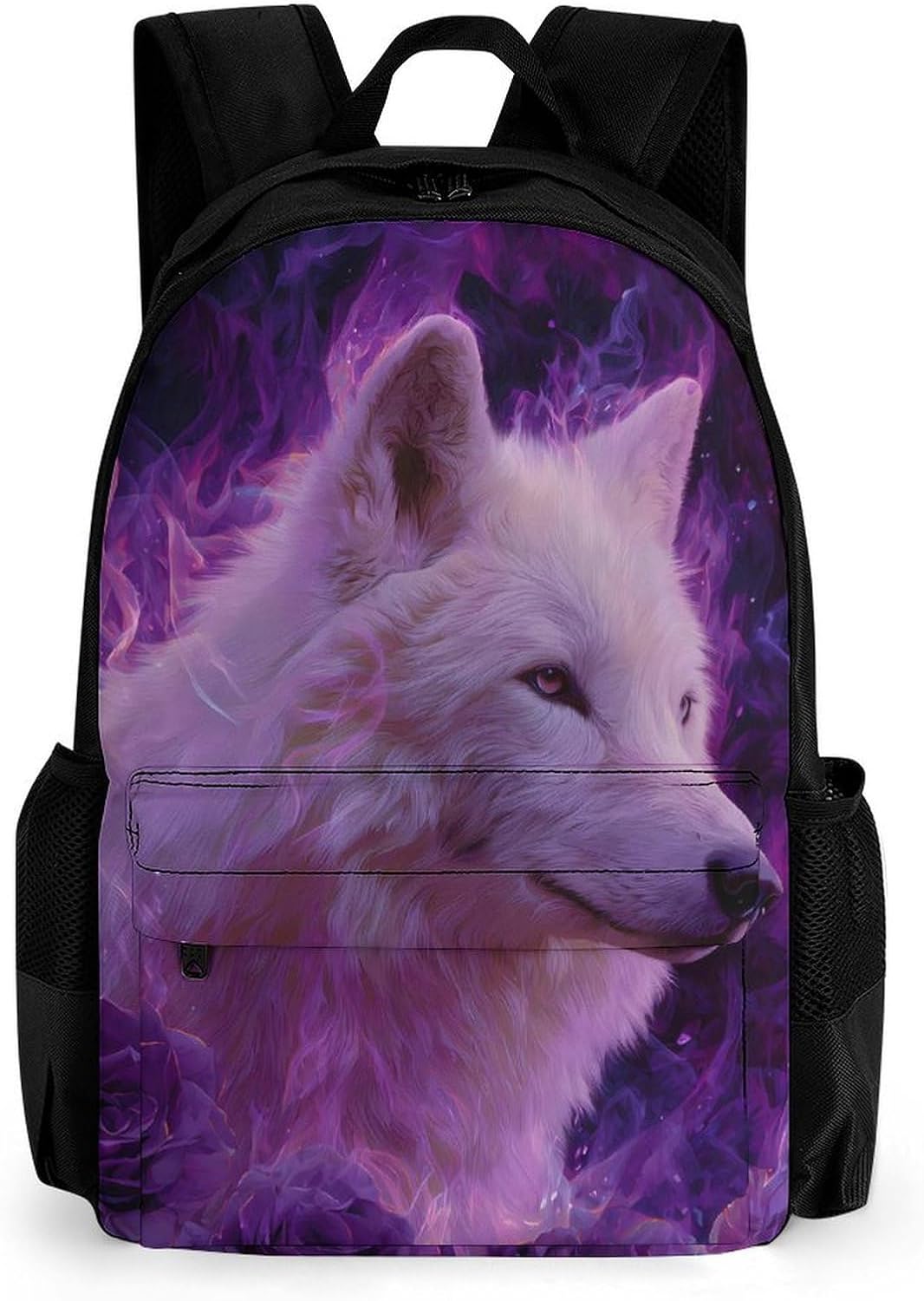 Wolf Rose Flame Travel Backpack Casual Laptop Bag