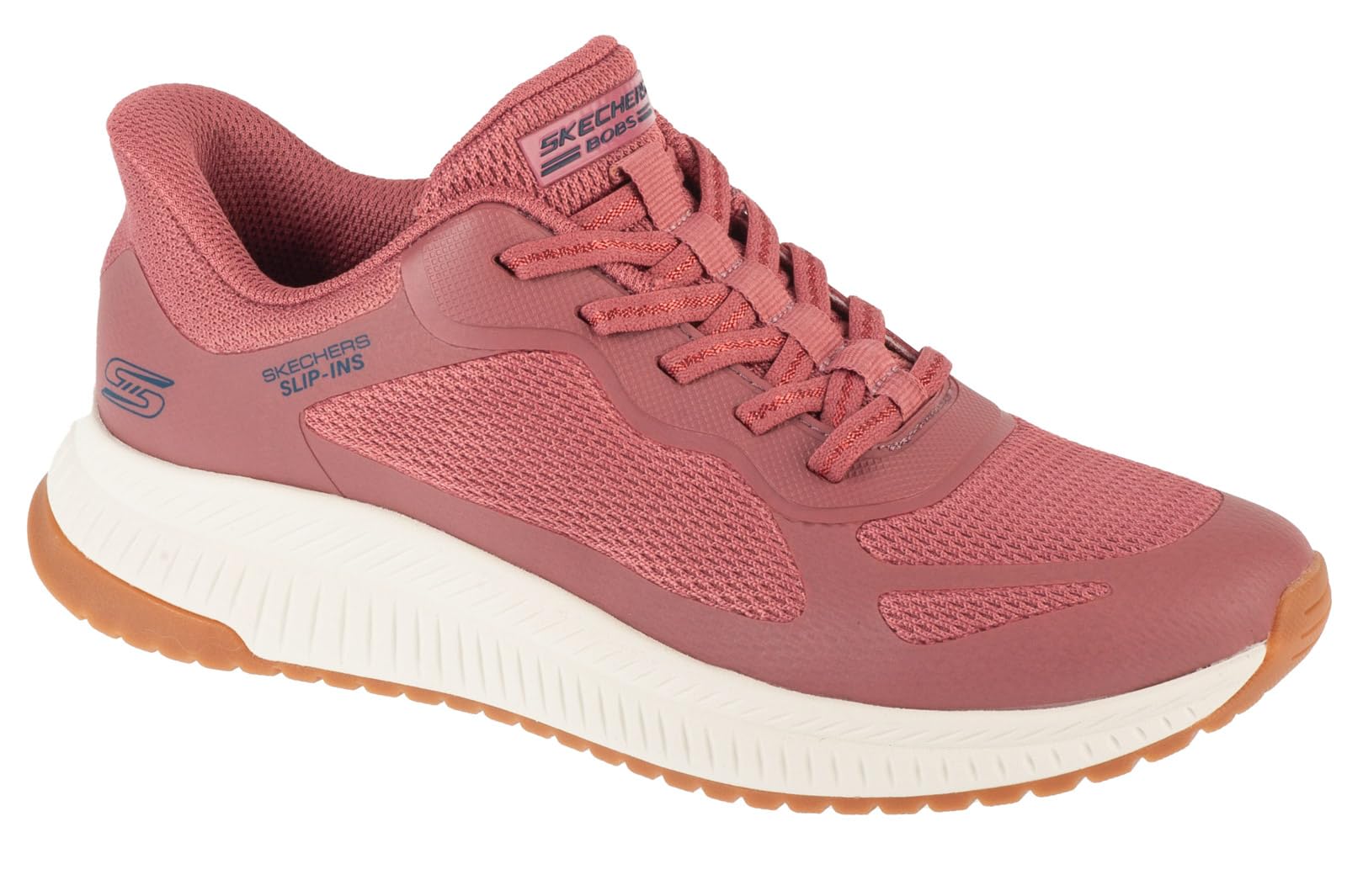Skechers Women's Bobs Squad 4 Staple Look Slip-in Trainers, Rose Mesh, 4.5 UK