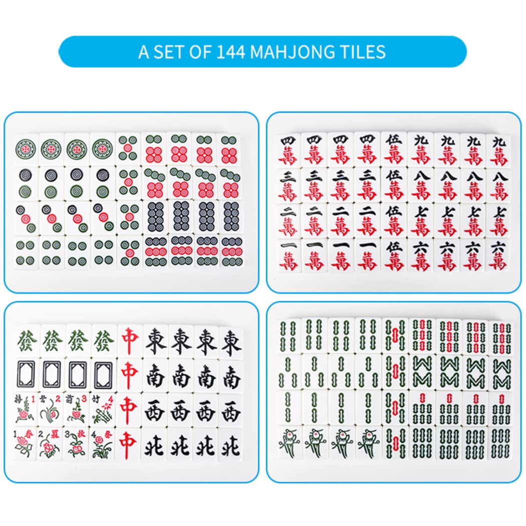 Amazon.com: Chinese Mahjong Set X - Large 44 MM Mahjong Game Set Including  Full Size Tiles and Tablecloth, Cartoon Mahjong with 144 Tiles, Dice &  Storage Bag, for Gift Birthday Leisure Toy,1,44MM :
