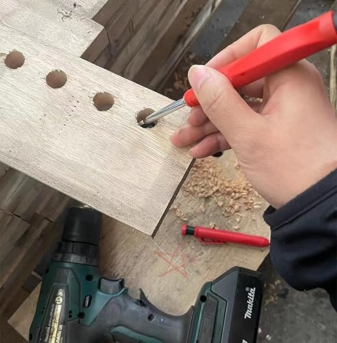 Miniatura 4 de EXcraft - Lápices mecánicos de carpintero, paquete de 2, 6 recambios de agujero profundo con afilador integrado para arquitecto, construcción