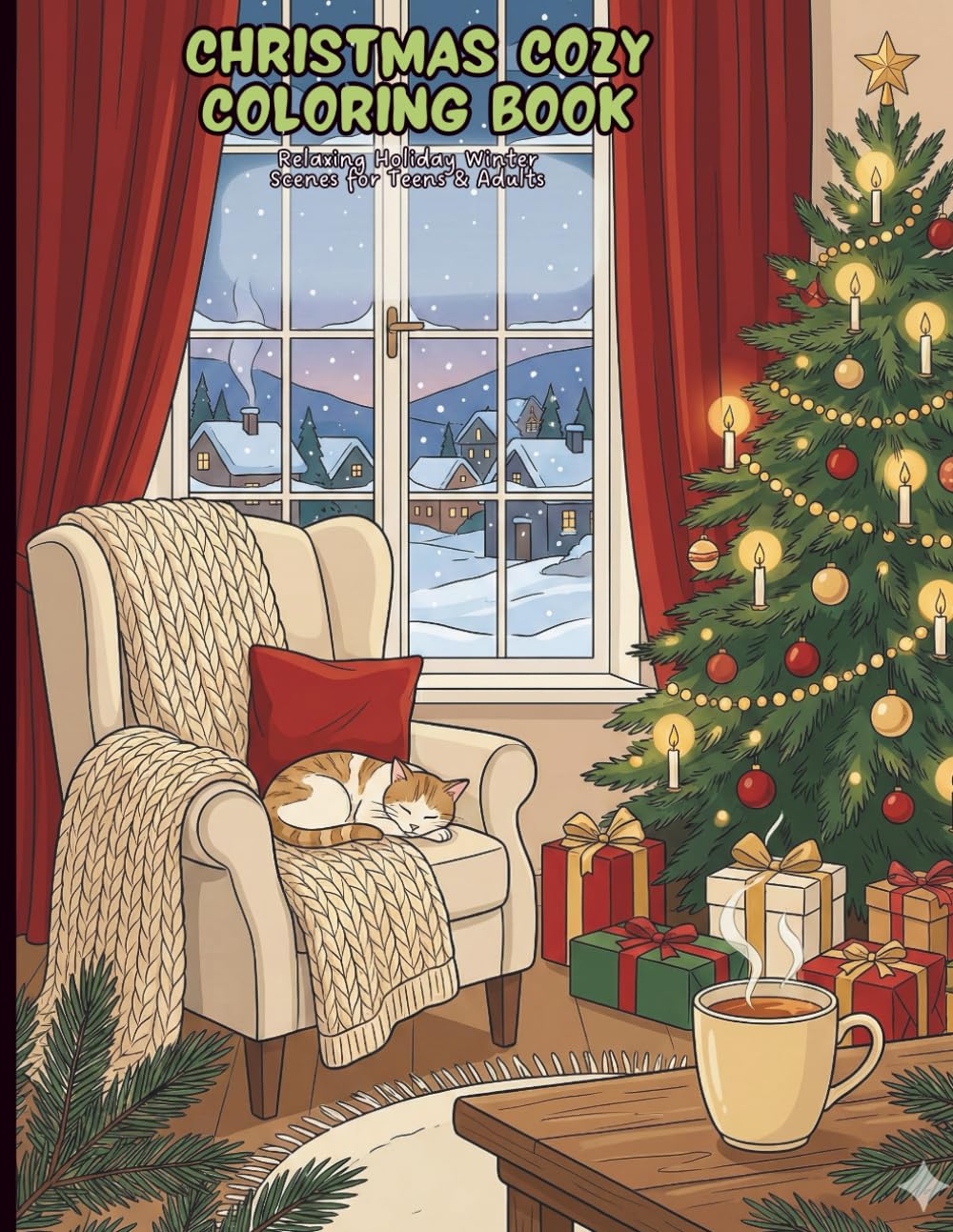 Christmas Cozy Coloring Book: Relaxing Holiday Winter Scenes for Teens and Adults