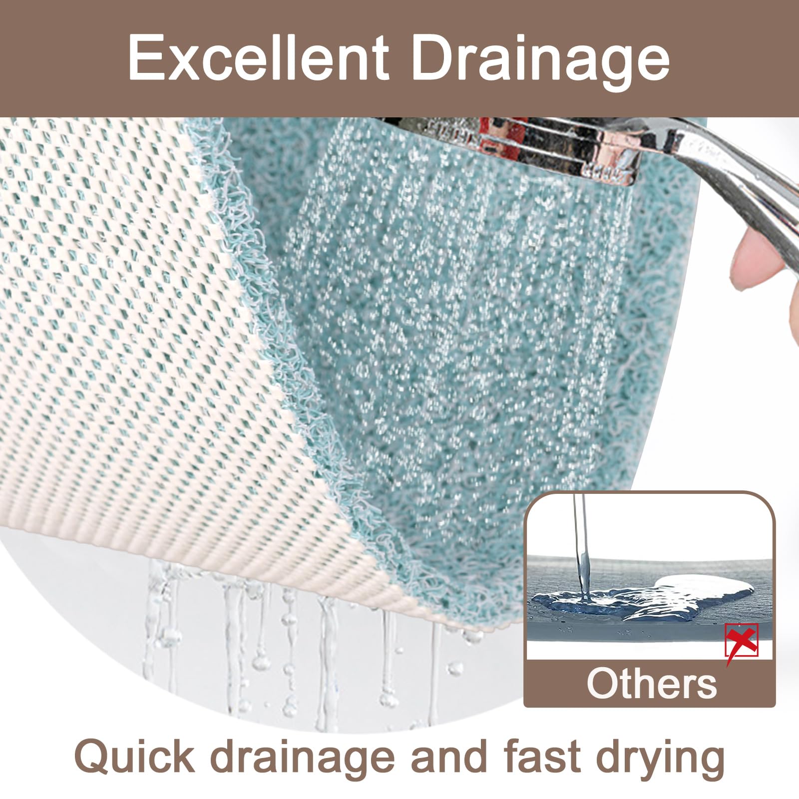 Shower Mat Non Slip Anti Mould: Bath Mats for Inside Bath- 80 x 80 cm Anti Slip Shower Mats for Inside Shower- Loofah Shower Mat Green Square Washable Shower Matt for Elderly Wet Room Quick Dry - Image 4