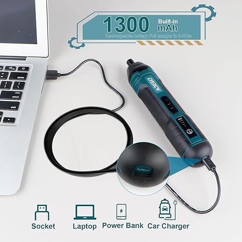 Miniatura 2 de Juego de destornilladores eléctricos inalámbricos, destornillador eléctrico de 4 V con 12 accesorios, batería recargable USB, luz LED, par de 4
