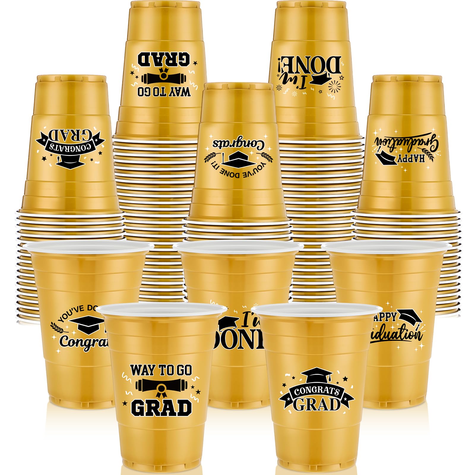 Jingmore 120 Pcs 2025 Graduation Cups Plastic Class of 2025 16 Oz Grad Cups for Graduation Decorations Hot Cold Drinks for School Grad Party Favors
