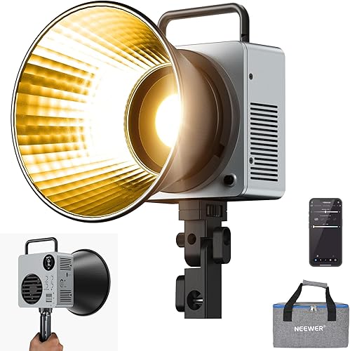 Miniatura 16 de NEEWER MS150B 130W Luz de vídeo LED bicolor, iluminación de fotografía portátil mini COB con control de aplicación, modo 2.4G, montaje Bowens