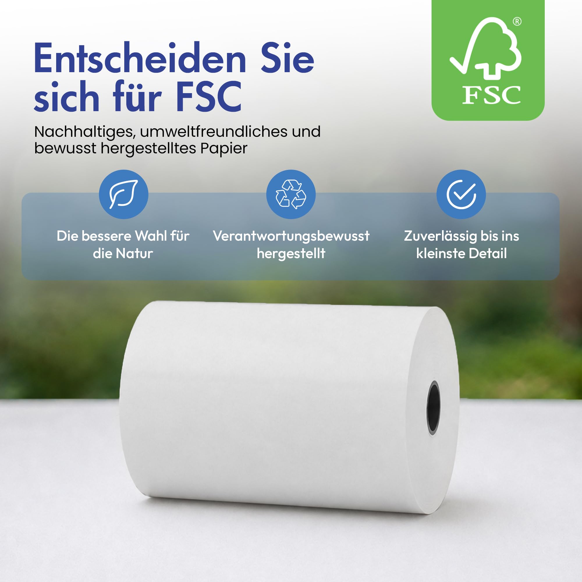 Xllent Thermorollen 80mm x 80mm x 12mm - 50 Stück, Kassenrollen aus Thermopapier, Bonrollen Thermo, hochwertige Thermopapierrollen für Registrierkasse, BPA frei