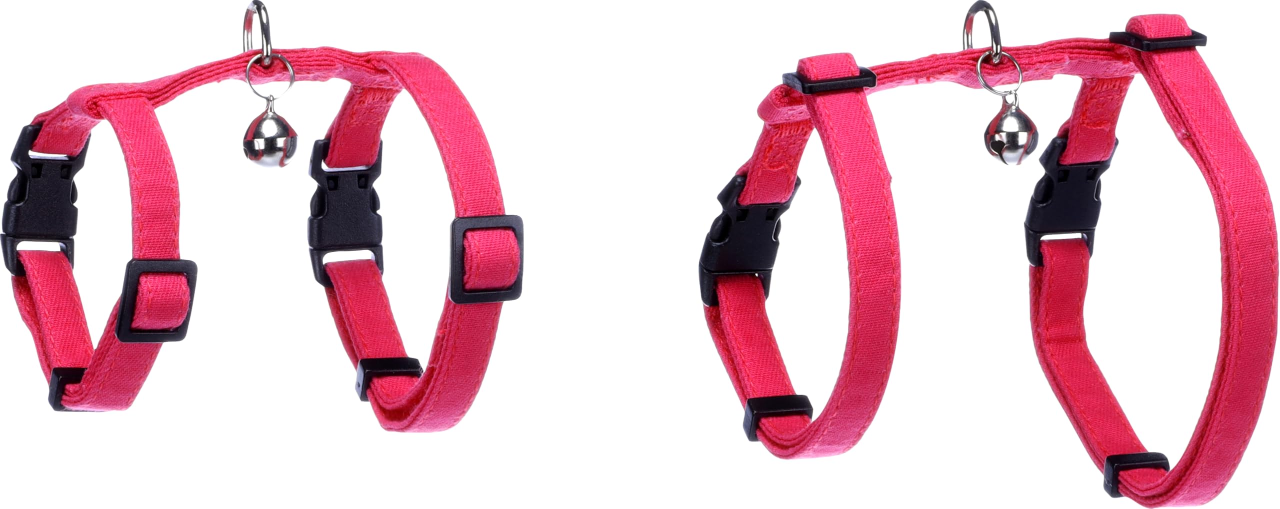 Imbracatura con Guinzaglio Flamingo Lomi – Fuchsia | Per Gattini (Kitten) | A: 15-22 cm, B: 20-30 cm, C: 120 cm x 10 mm x 2 mm – Morbida, Sicura, Regolabile e Leggera