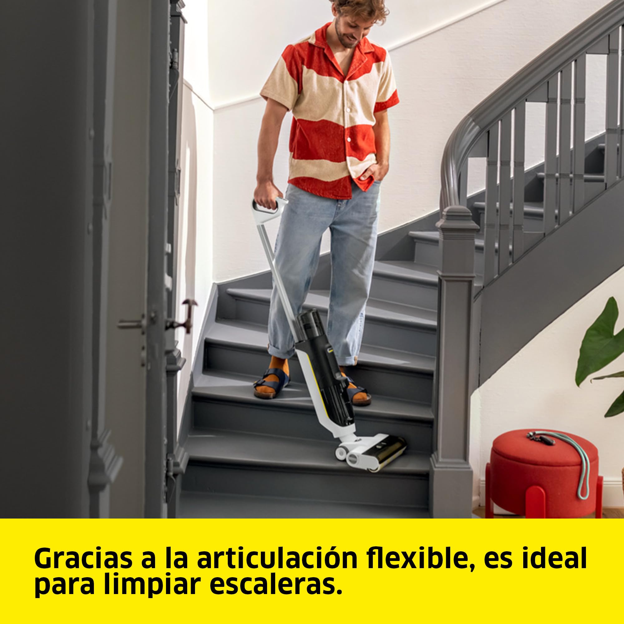 KÄRCHER fregona aspiradora FCV 3, Aspirador y fregasuelos inalámbrico con 3 Modos, autonomía de la batería: Aprox. 30 min, Rendimiento de Superficie por Carga de batería: Aprox. 130 m²