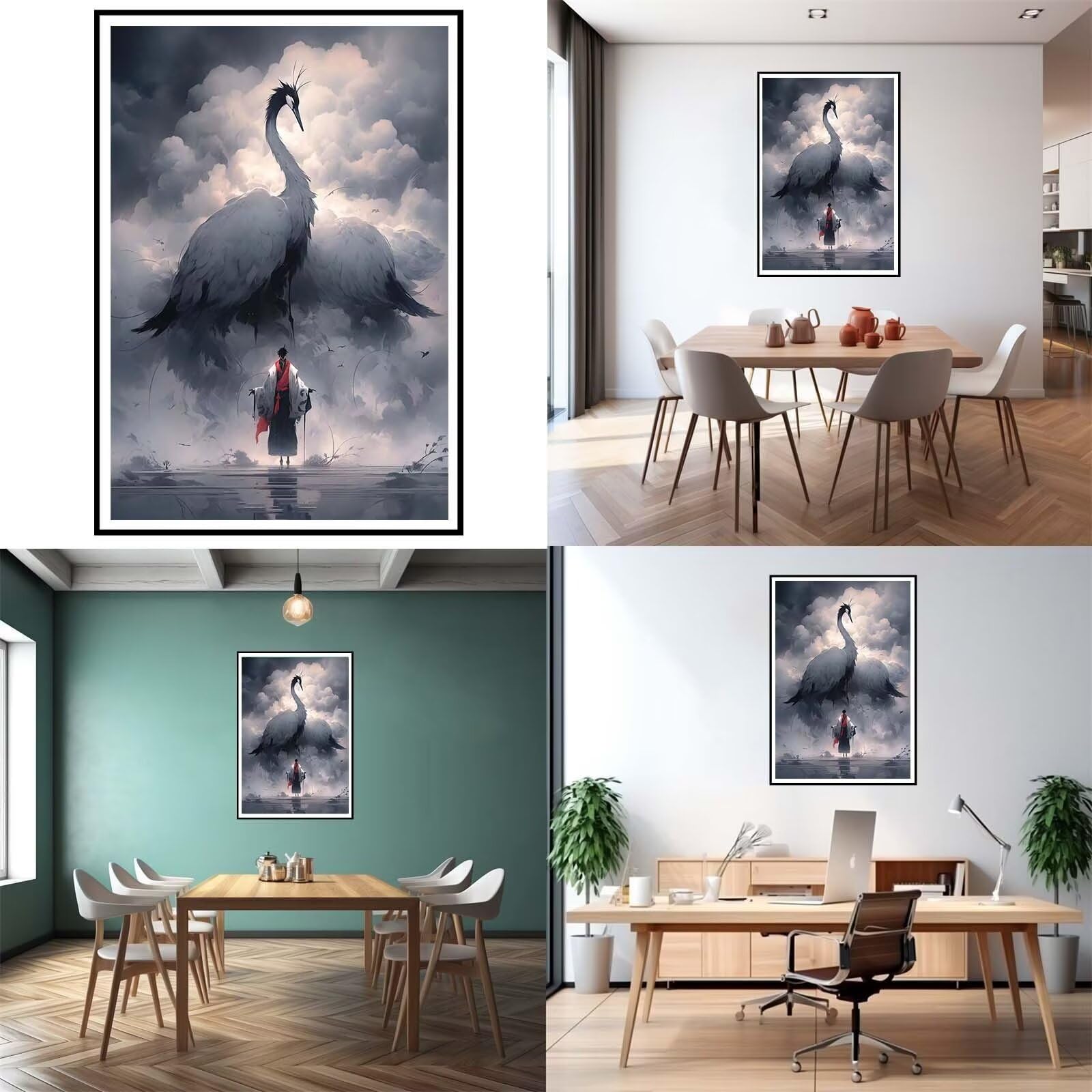 5D DIY Diamante Art Pintura kit Completo, Diamond Painting Adultos Niños Rhinestone Bordado de Punto de Cruz Artes Pintura Painting,Cuadros Decor para Cuarto, Sala de Estar - (Guerrero grulla) 60x90cm