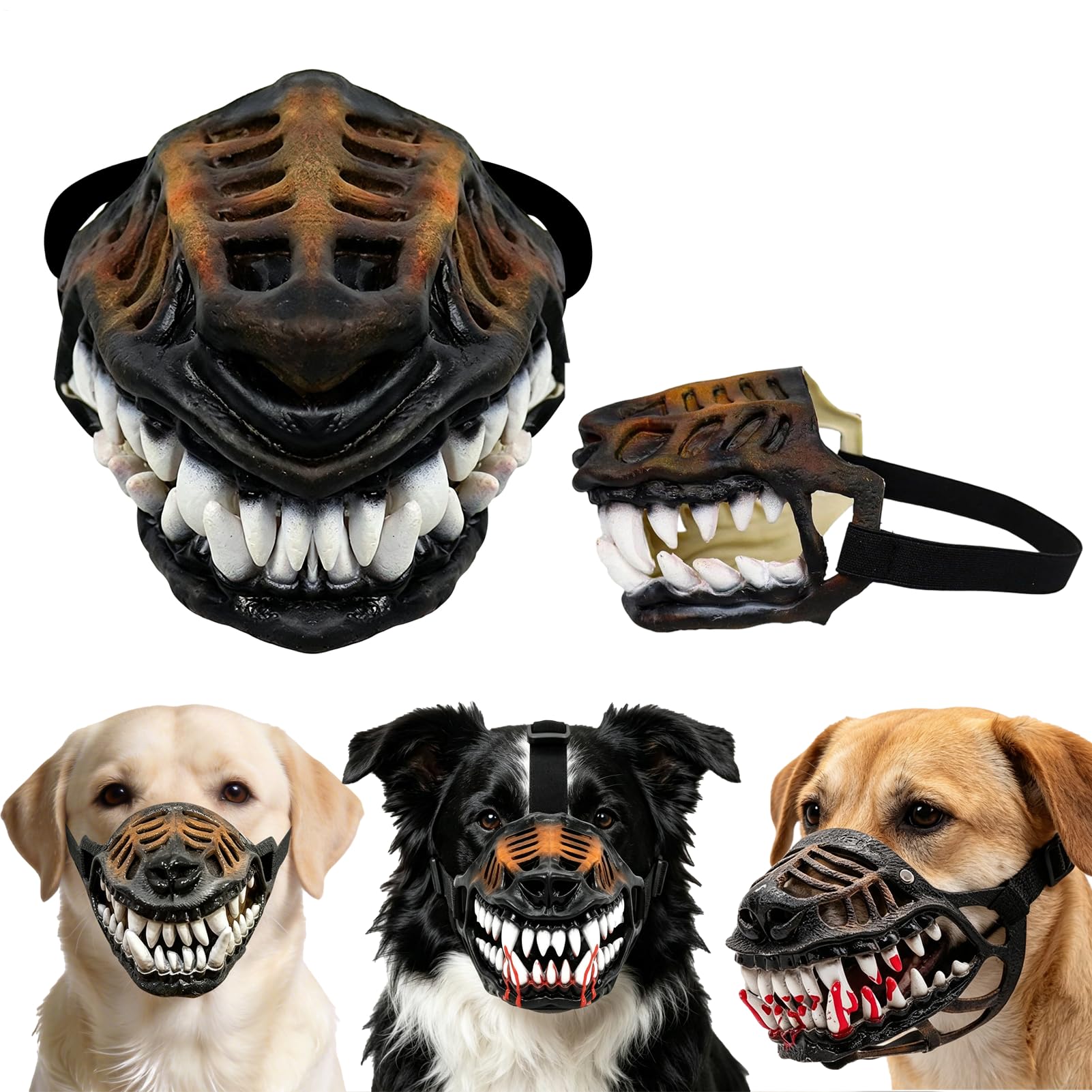 Scary Dog Muzzle for Halloween, Funny Scary Dog Muzzle with Teeth