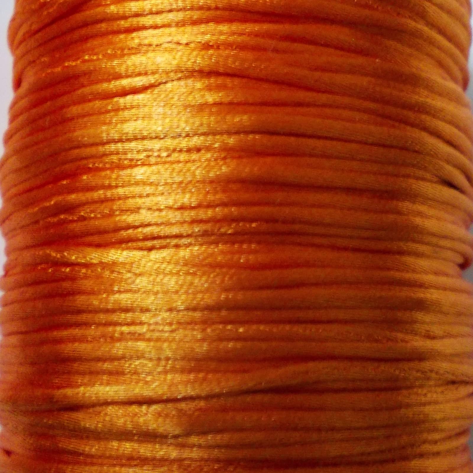 Satin Cord Woven 1mm, 50 meters Jewellery Making Craft Bracelet Necklace Sewing (Orange)