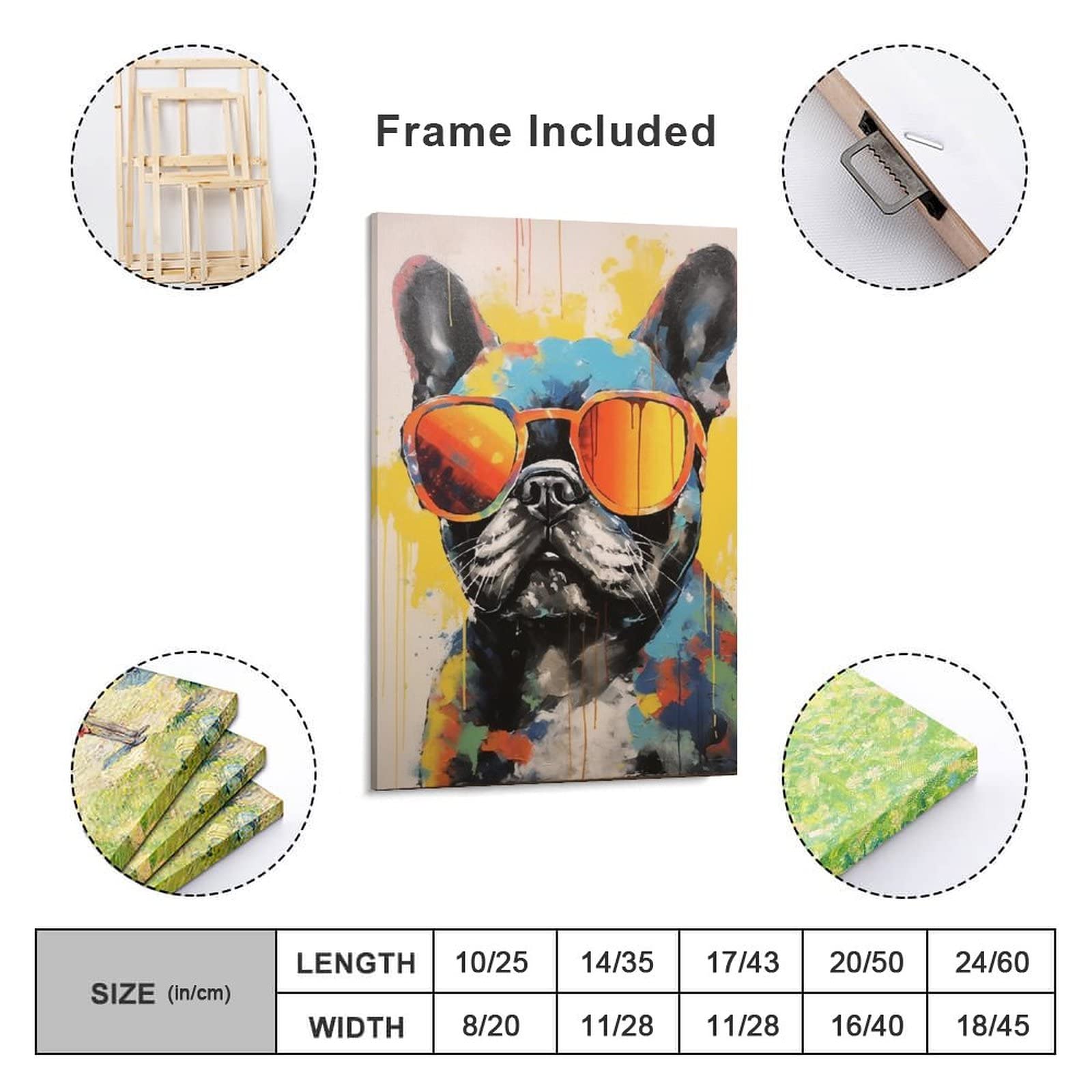 Amazon.co.jp: 絵画 サングラスをかけたフレンチ ブルドッグインテリア