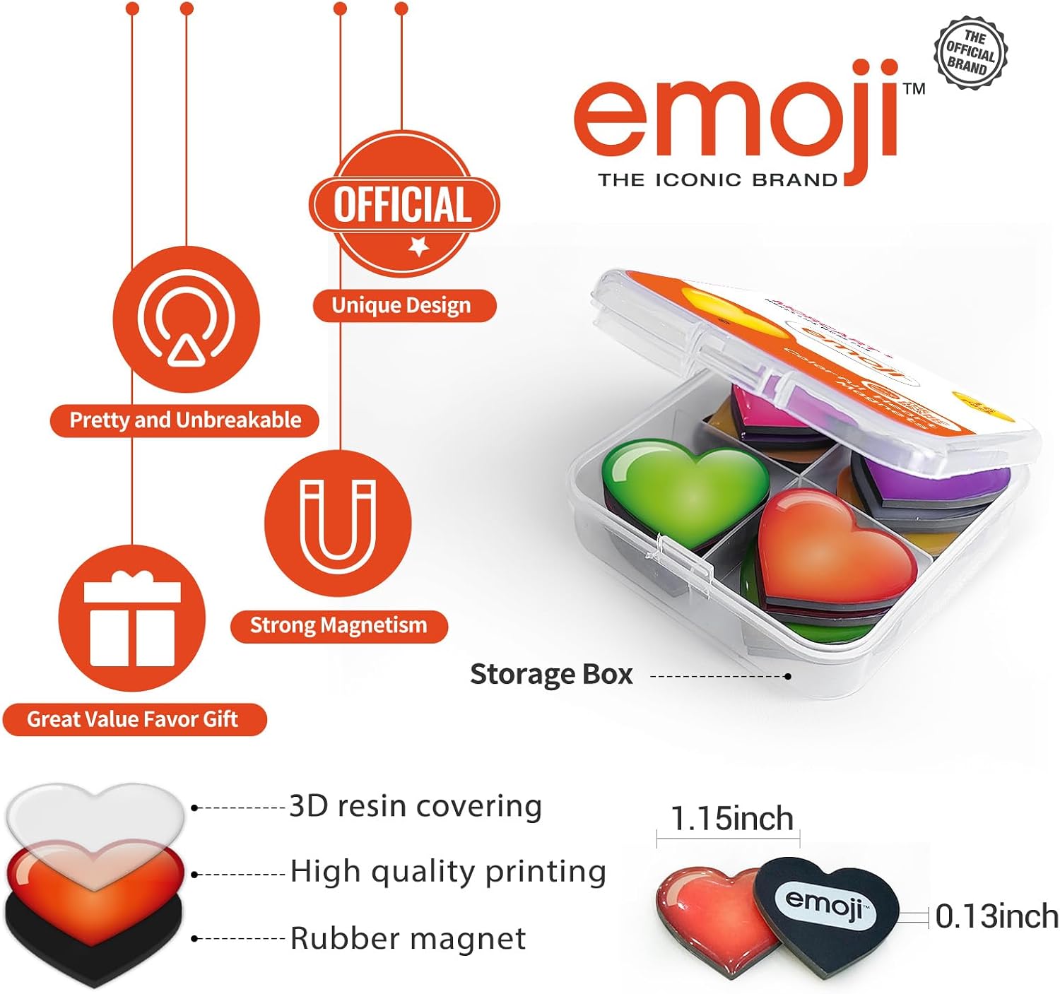 MORCART 16Pcs Fridge Magnets Heart Emoji Refrigerator Magnets Colorful Magnets for Locker Whiteboard Cute Decorative Magnets for Classroom Kitchen Office Gifts for Teachers Family and Friends (Heart) image 2