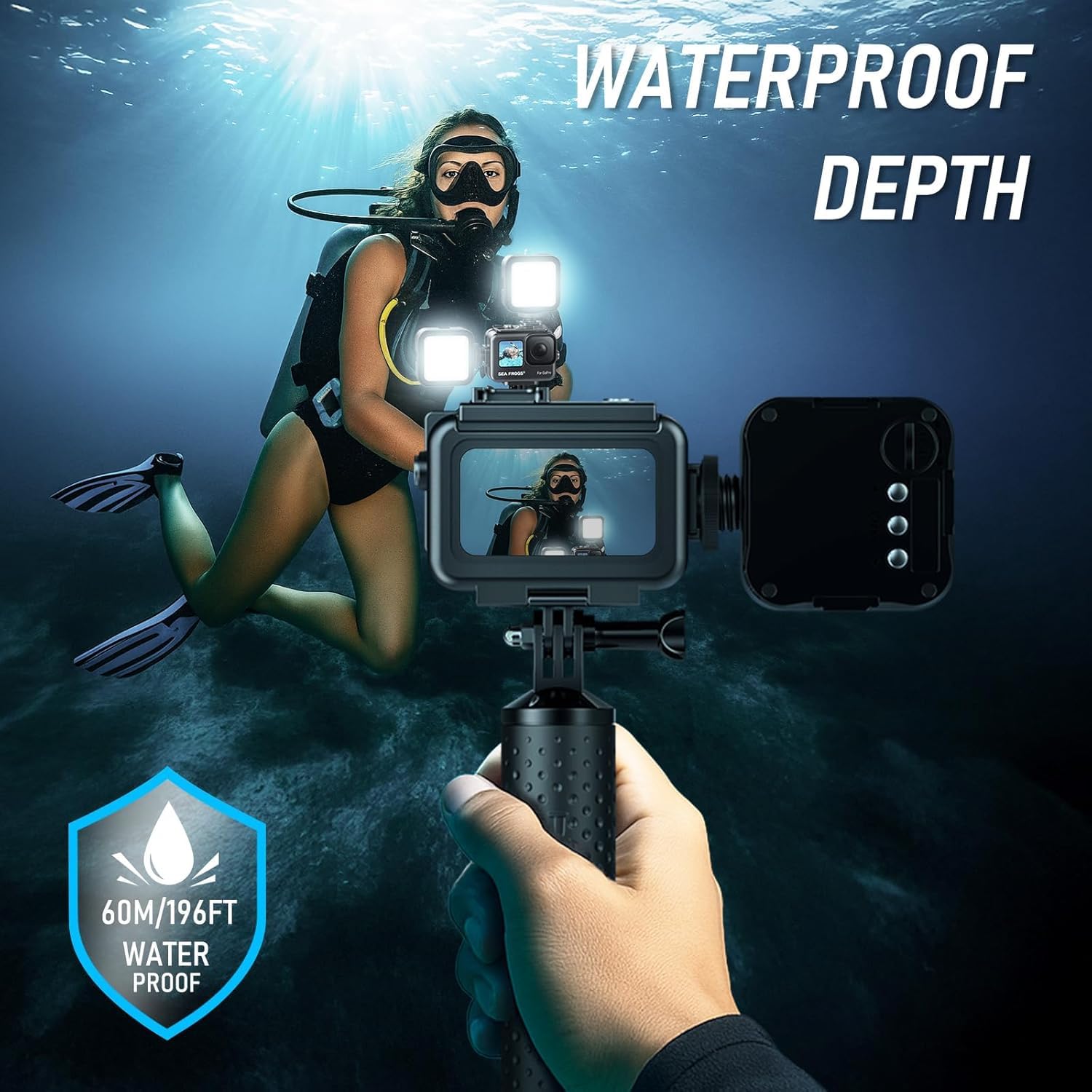 Sea frogs Custodia subacquea in lega di alluminio per DJI Osmo Action 5/4/3, impermeabile fino a 60 m, antiurto e resistente alla pressione, custodia per action camera