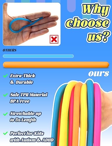 Miniatura 3 de Paquete de 10 juguetes sensoriales para niños, cuerdas sensoriales extra gruesas mejoradas para autismo, TDAH, ansiedad, juguetes duraderos en caja