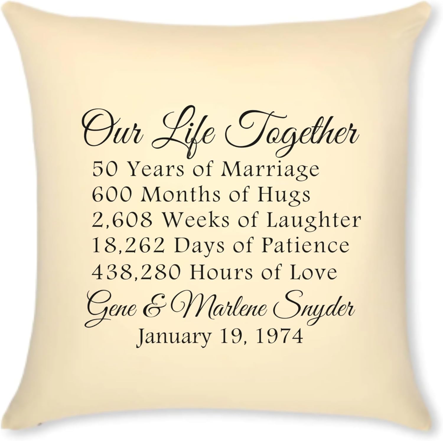 Handmade 50th Wedding for Parents Personalized Pillow, Golden Anniversary 50 Year Gift for Couple, Fiftieth Celebration Husband and Wife