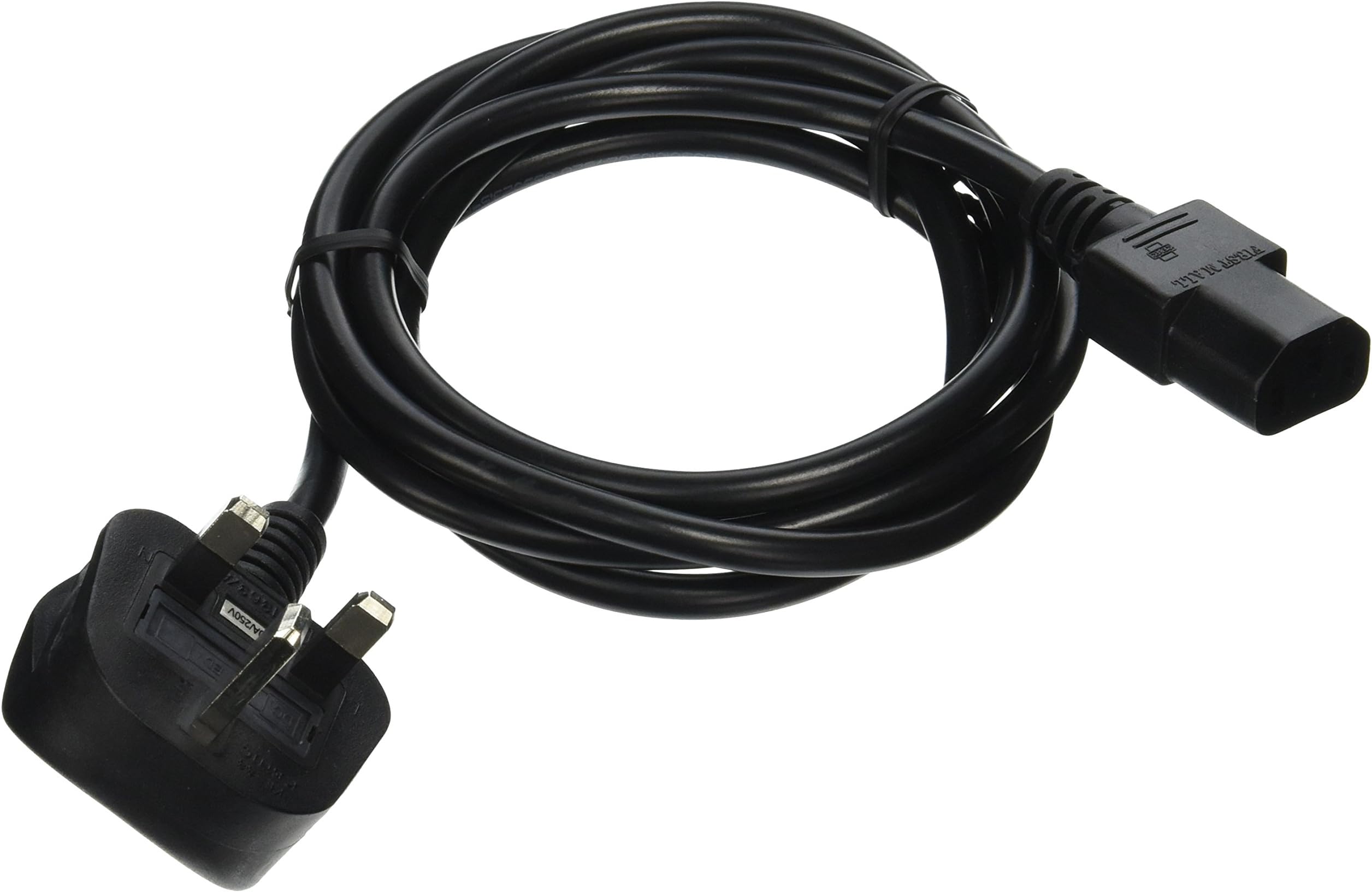 Voltconnect UKPCEIC British UK Fused Plug Type G BS-1363 Ouput to IEC-320 C13 Input - 6'/1.8m PC Power Cord