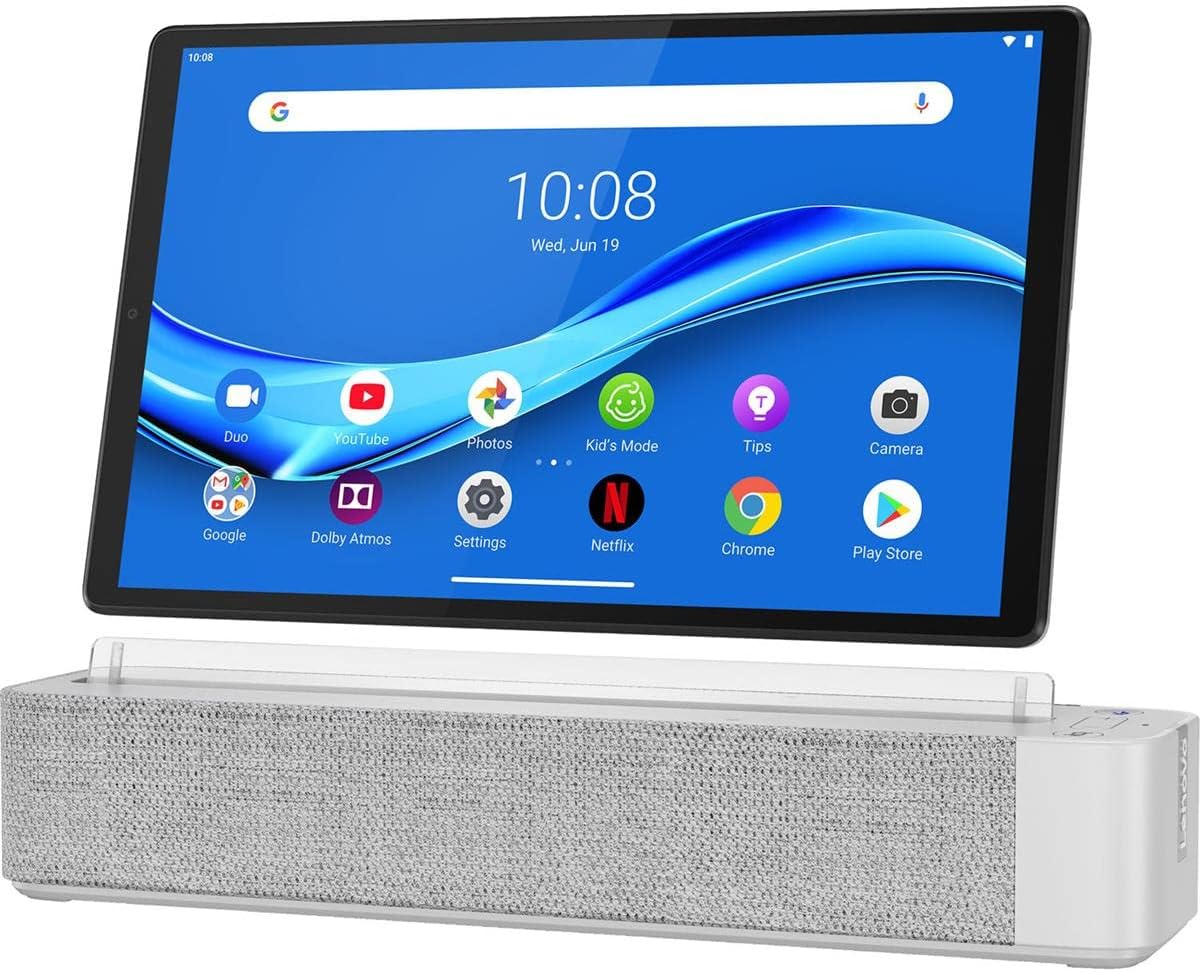 Lenovo Smart Tab M10 Plus, 10.3" Android Tablet, Alexa-Enabled Smart Device, Octa-Core Processor, 128GB Storage, 4GB RAM, Plantinum Grey, ZA6M0013US, Silver
