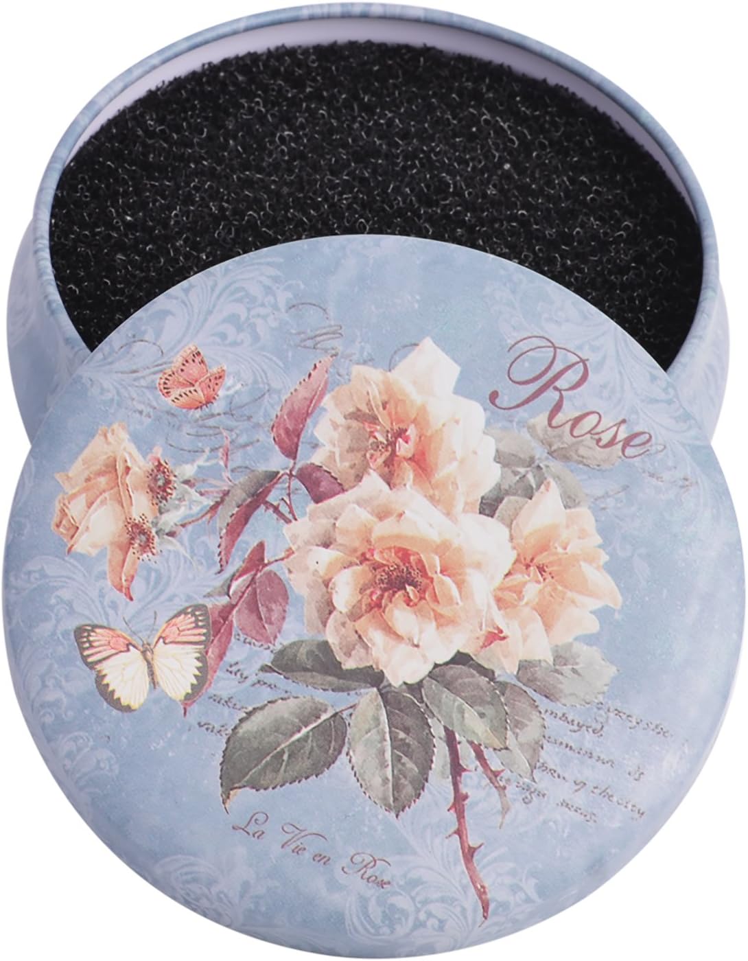 KDKD Makeup Brush Color Removal Sponge, Quick Shaking Off Eyeshadow Powder Colors form Makeup Brush on Sponge, Round Blue Rose Case