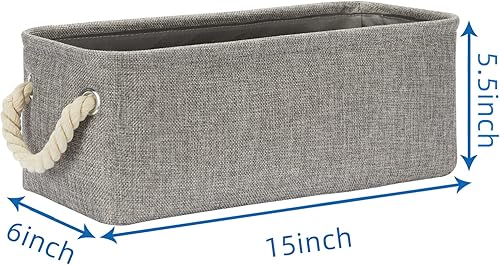 Vista 23 de Temary Canastas de almacenamiento pequeñas de tela para armario, paquete de 6 cajas de almacenamiento decorativas con asas de cuerda para organizar