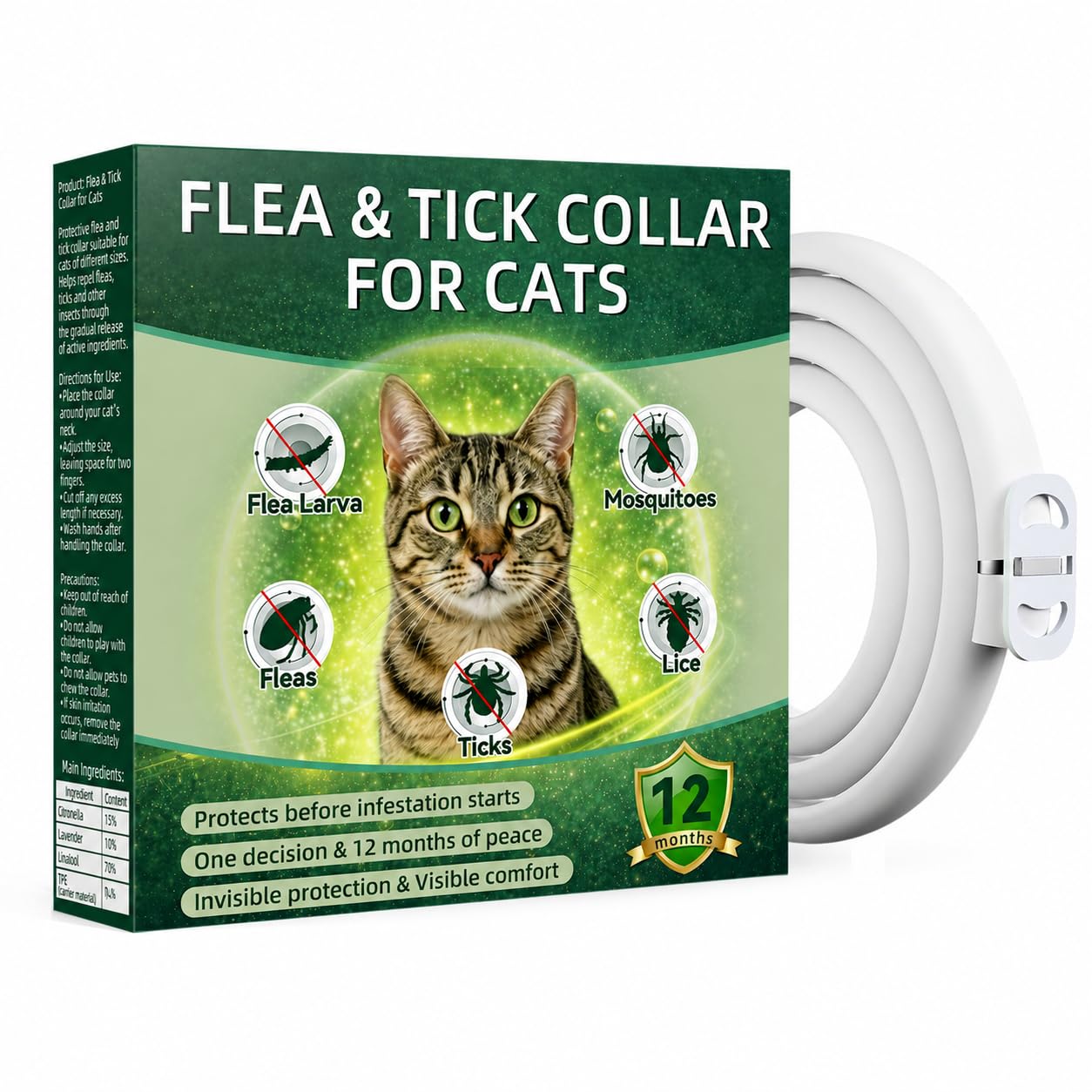 Anti-parasitic Collar for Dogs 65 cm, Protection against Fleas, Ticks and Insects up to 12 Months, for Dogs of All Sizes, Waterproof and Adjustable (1)
