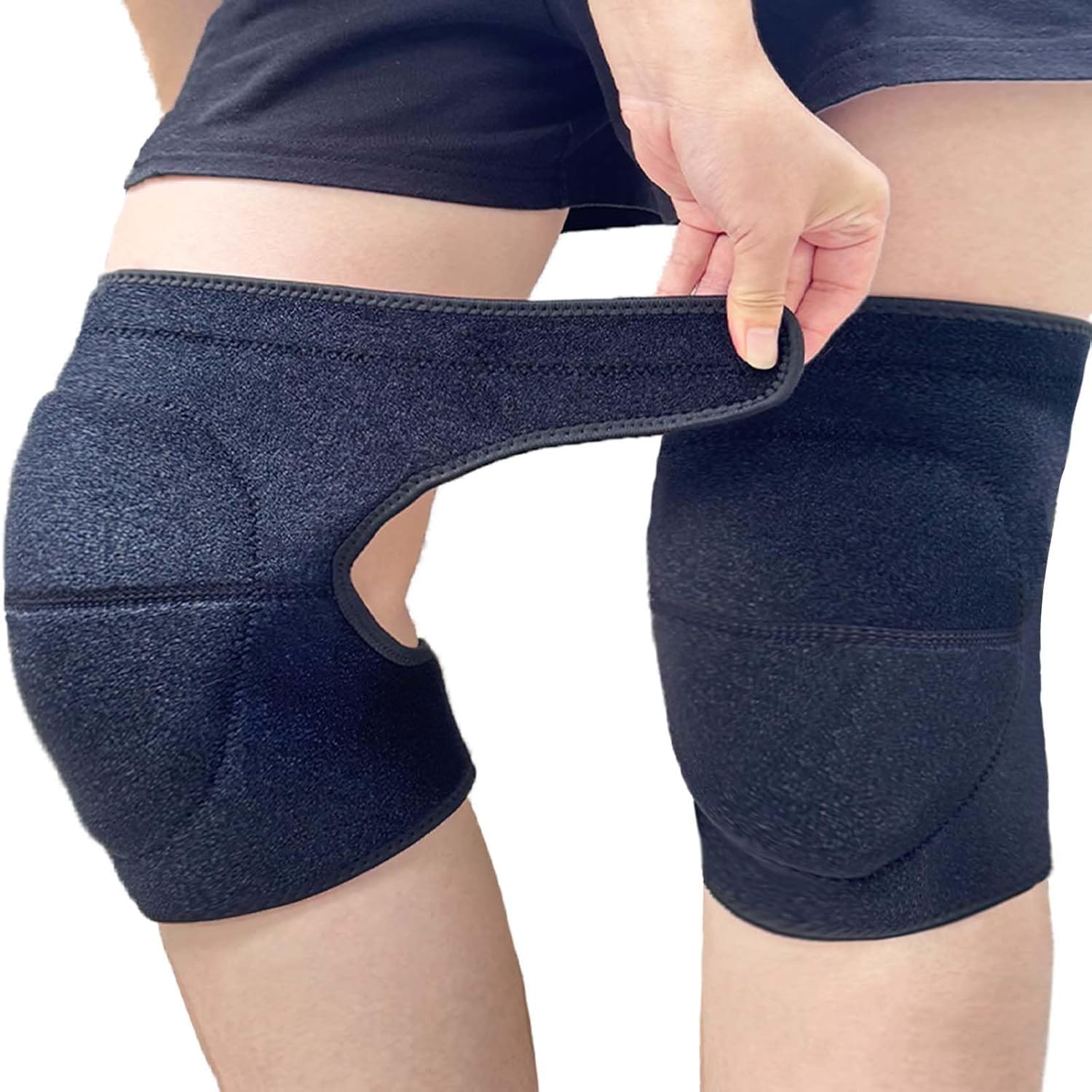 Knee pads for Men, Women Knee Pad for Gardening Kneeling Work, Flooring Kneepads with Soft Thick Foam Cushion for Weeding, Cleaning, Mechanic Knee Protector with Adjustable Strap, Black L (1 Pair)