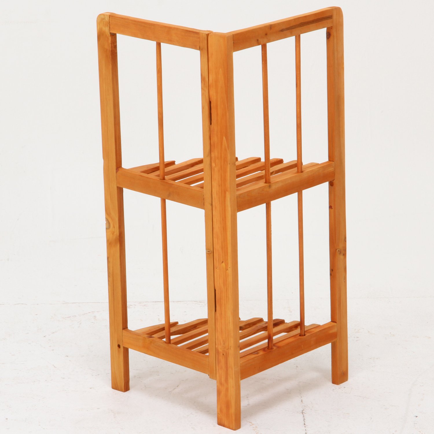 Amazon｜不二貿易 コーナーラック 2段 高さ60cm ブラウン 天然木 50624