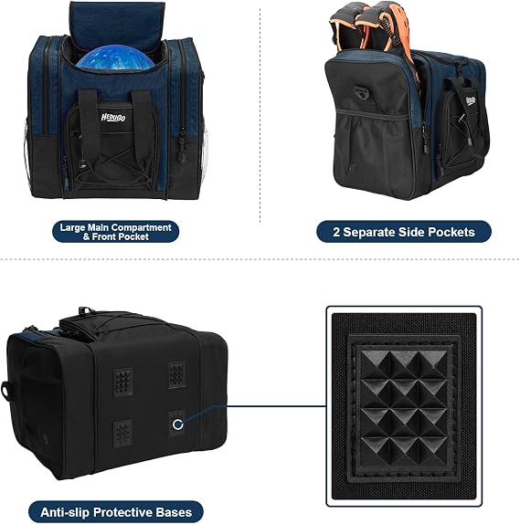 Bowling Ball Bag - Single Ball Tote with Foam Cushion, Padded Strap for Men & Women, Fits Bowling Shoes Up to Mens Size 14 & Accessories
