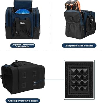 Bowling Ball Bag - Single Ball Tote with Foam Cushion, Padded Strap for Men & Women, Fits Bowling Shoes Up to Mens Size 14 & Accessories