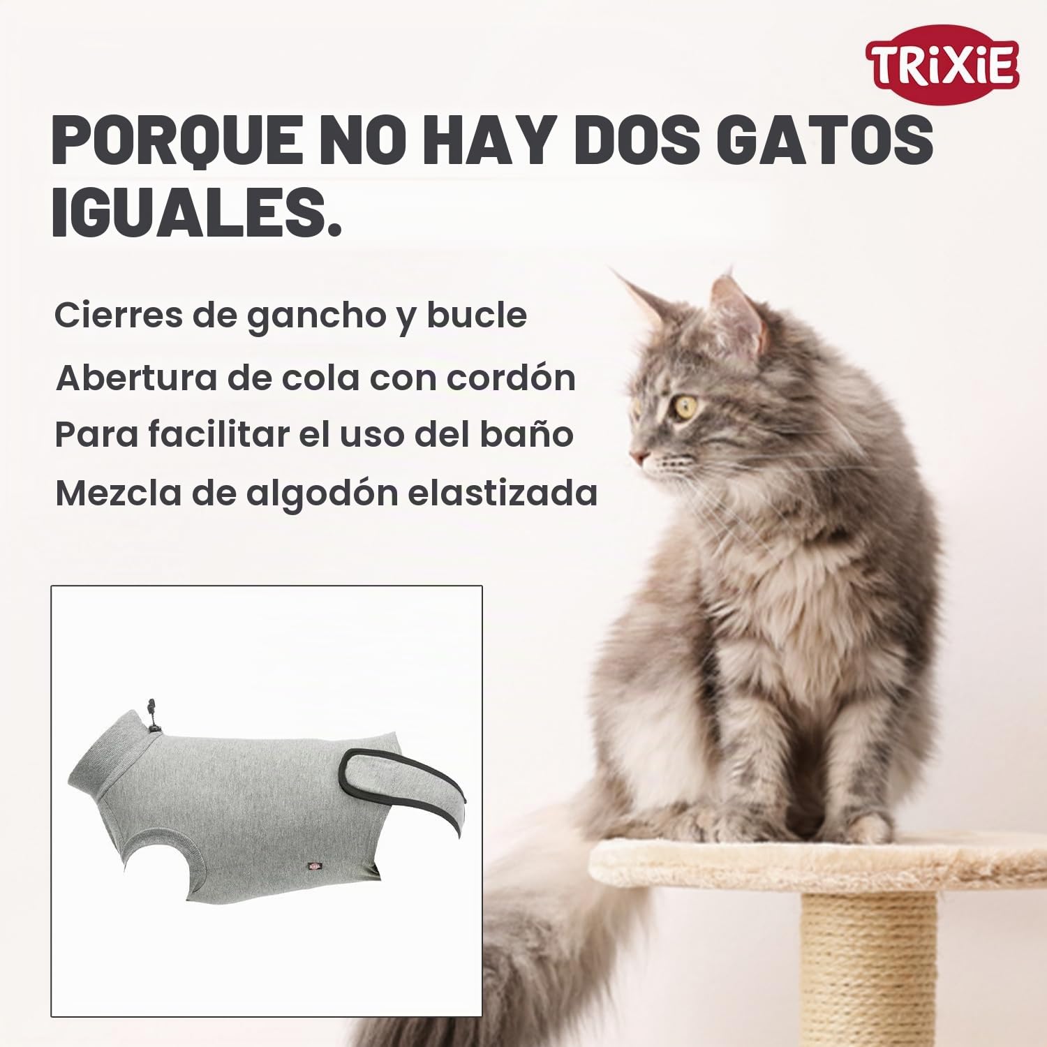 Trixie Body Protector para Gatos, S–M, Gris