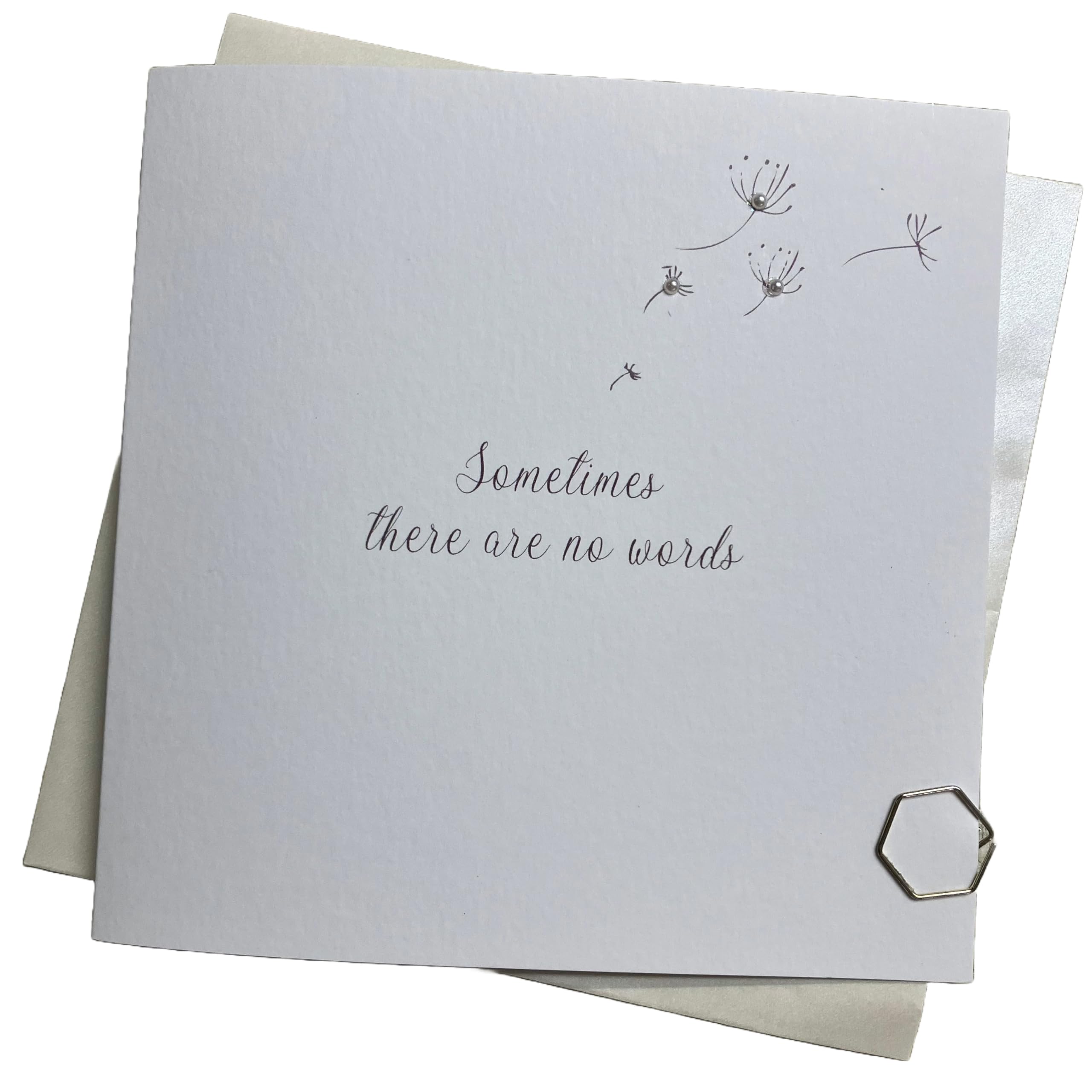 WHITE COTTON CARDS SOMETIMES THERE ARE NO WORDS DANDELION IN THE WIND SYMPATHY CARD, HAND FINISHED (DT223)