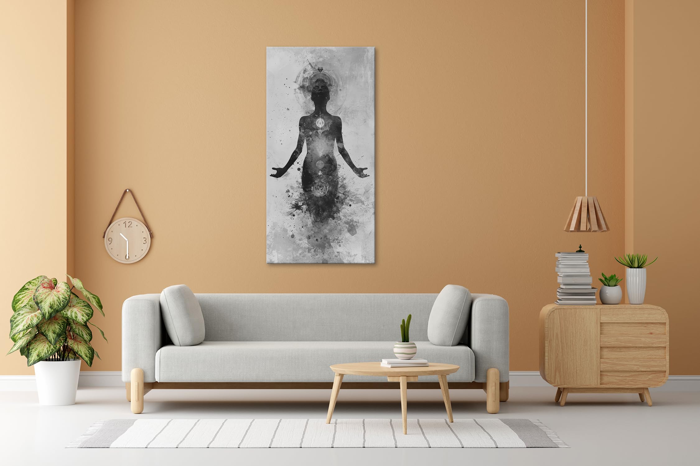 Leinwandbild Energie im Fluss – das Licht entfaltet sich im Inneren. Panorama 120x60cm Effekt: Schwarz&Weiß XXL Kunstdruck Bild auf Keilrahmen/Wandbild/Wohnzimmer Dekoration