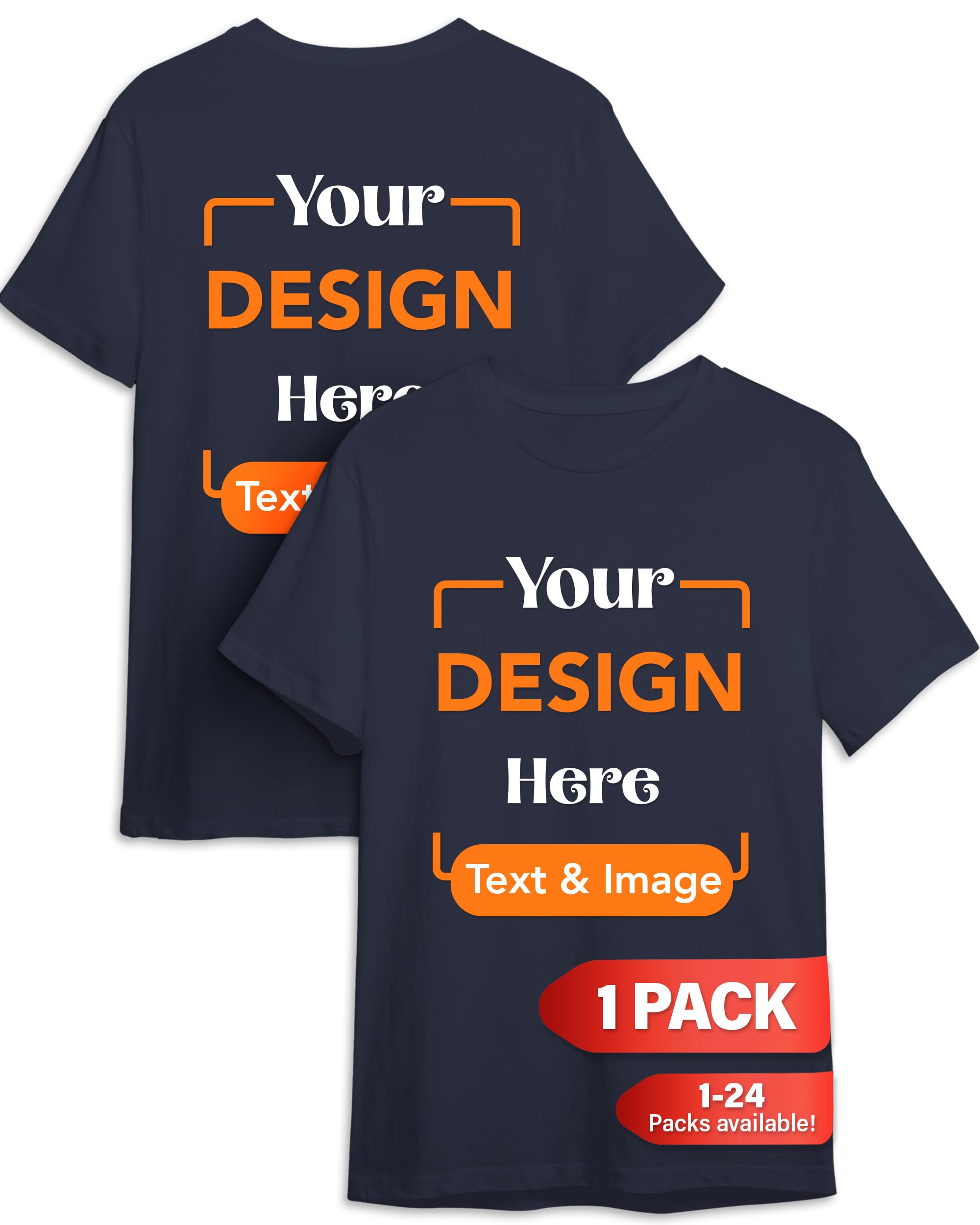 Custom T-Shirt - Personalized Tee Shirts for Men & Women - Customize Your Own US-Cotton Shirt with Front and Back Design