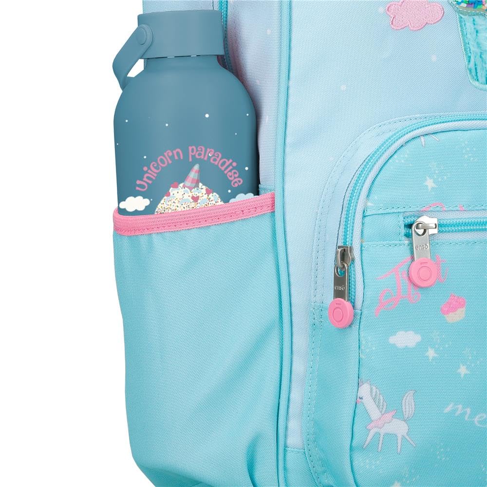 Enso Unicorn Paradise mochila infantil, mochila escolar, fabricada en Poliéster, ruedas dobles de giro multidireccional, Múltiples formas de usarlo, azul.