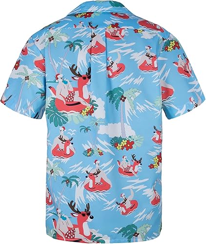 Vista 6 de Durio Hawaiian Shirt for Men Short Sleeve Floral Beach Shirts for Men Casual Button Down Tropical Shirts