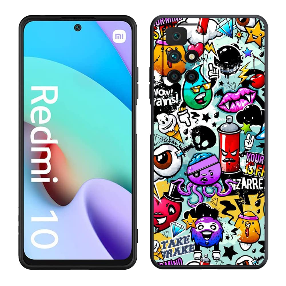 Abuenora Cover per Xiaomi Redmi 10 2022/2021, [2 Pezzi] Custodia Sottile Morbida Silicone TPU Antiurto Case Protegge Lo Schermo e la Fotocamera con Disegni Group A