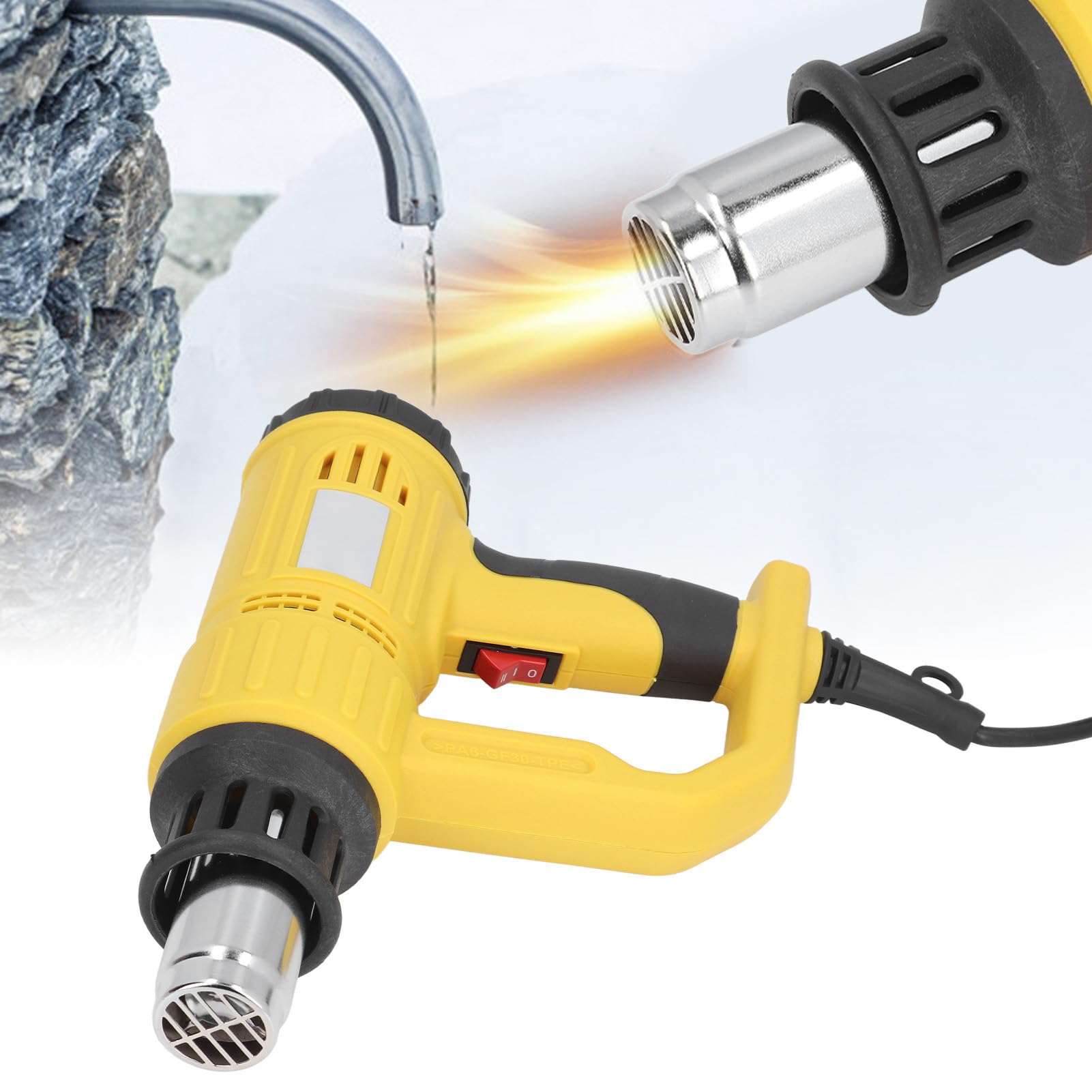 Pistola Termica, Pistola Ad Aria Calda Potente e Leggera da 1800 W con Display LCD Blu Ray a 4 Ugelli, Regolazione Continua del Calore da 50 a 600 ℃ per attività Professionali (Spina europea