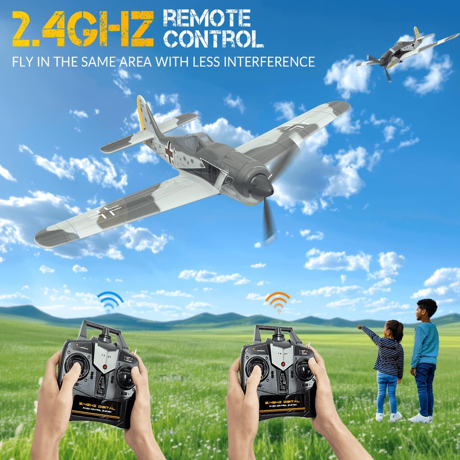 RC Planes for Adults, 4-CH FW190 Fighter RTF RC Airplane, Xpilot Stabilization System with 3 Flight Modes, One-Key Aerobatics Function, Suitable for Outdoors and Gifts