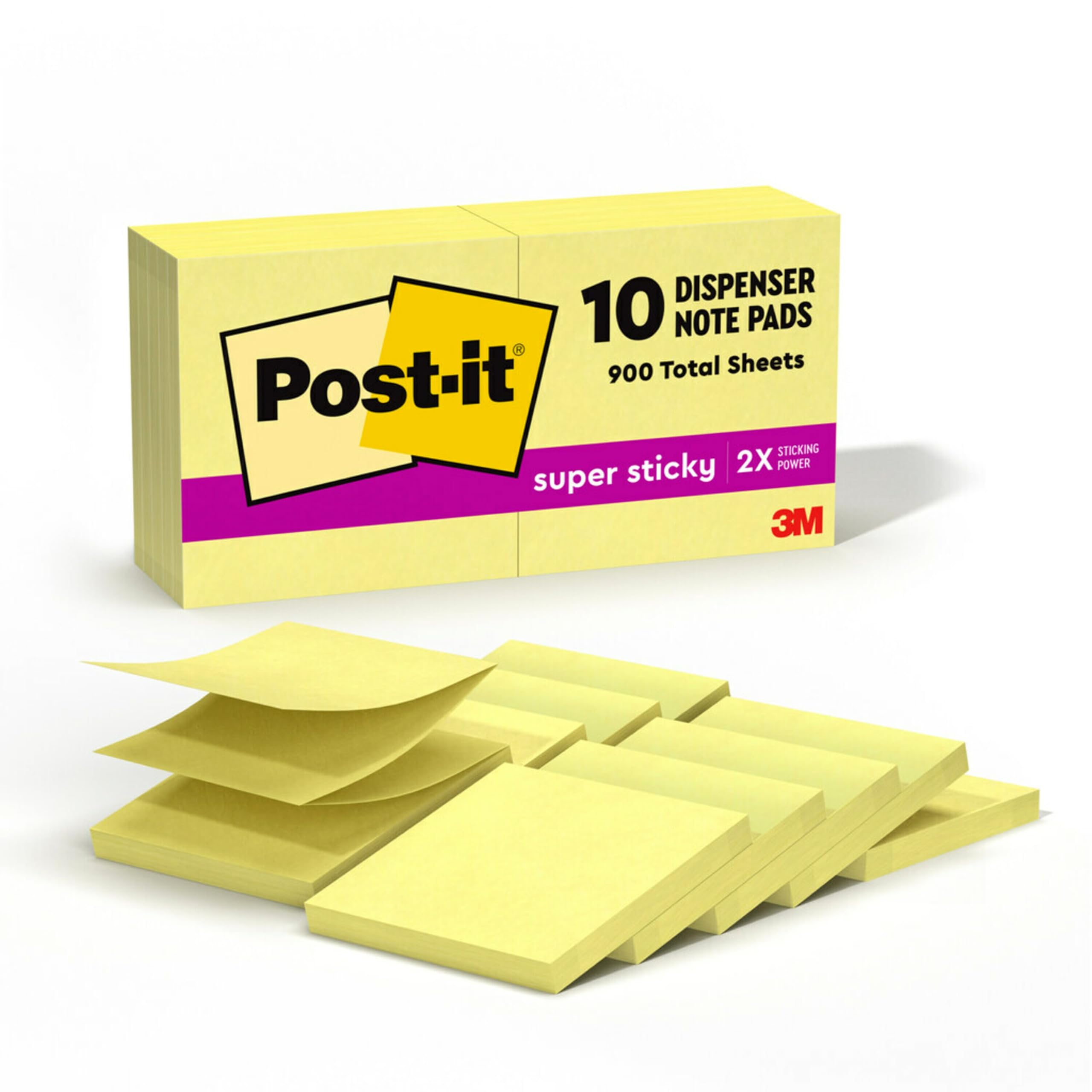 Post-it Süper Yapışkan Pop-up Notlar, 3x3 inç, 10 Ped, 2X Yapıştırma Gücü, Kanarya Sarı, Geri Dönüştürülebilir (R330-10SSCY)