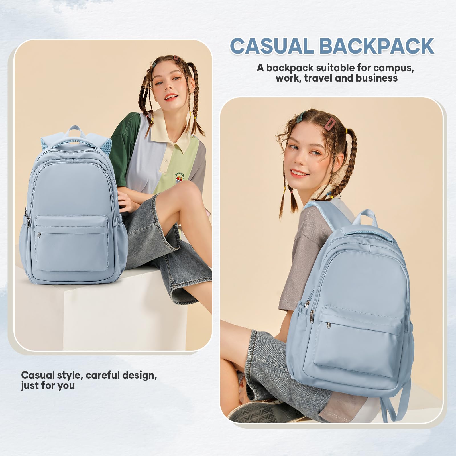 Sac a Dos College Fille Cartable Garçon Primaire Sacs à Dos Loisir Femme Homme Sac a Dos Ecole Scolaires d'école Fille Lycee Impermeable School Bag Bookbag,A3-Bleu