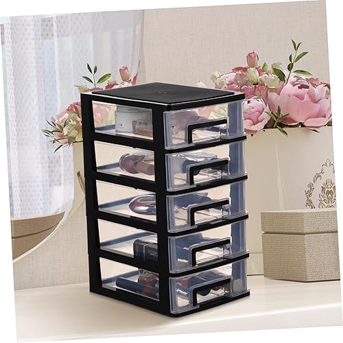 Miniatura 8 de 1 juego de gabinete de almacenamiento de plástico tipo cajón armario 5 cajones mini contenedores de almacenamiento con cajones para la oficina