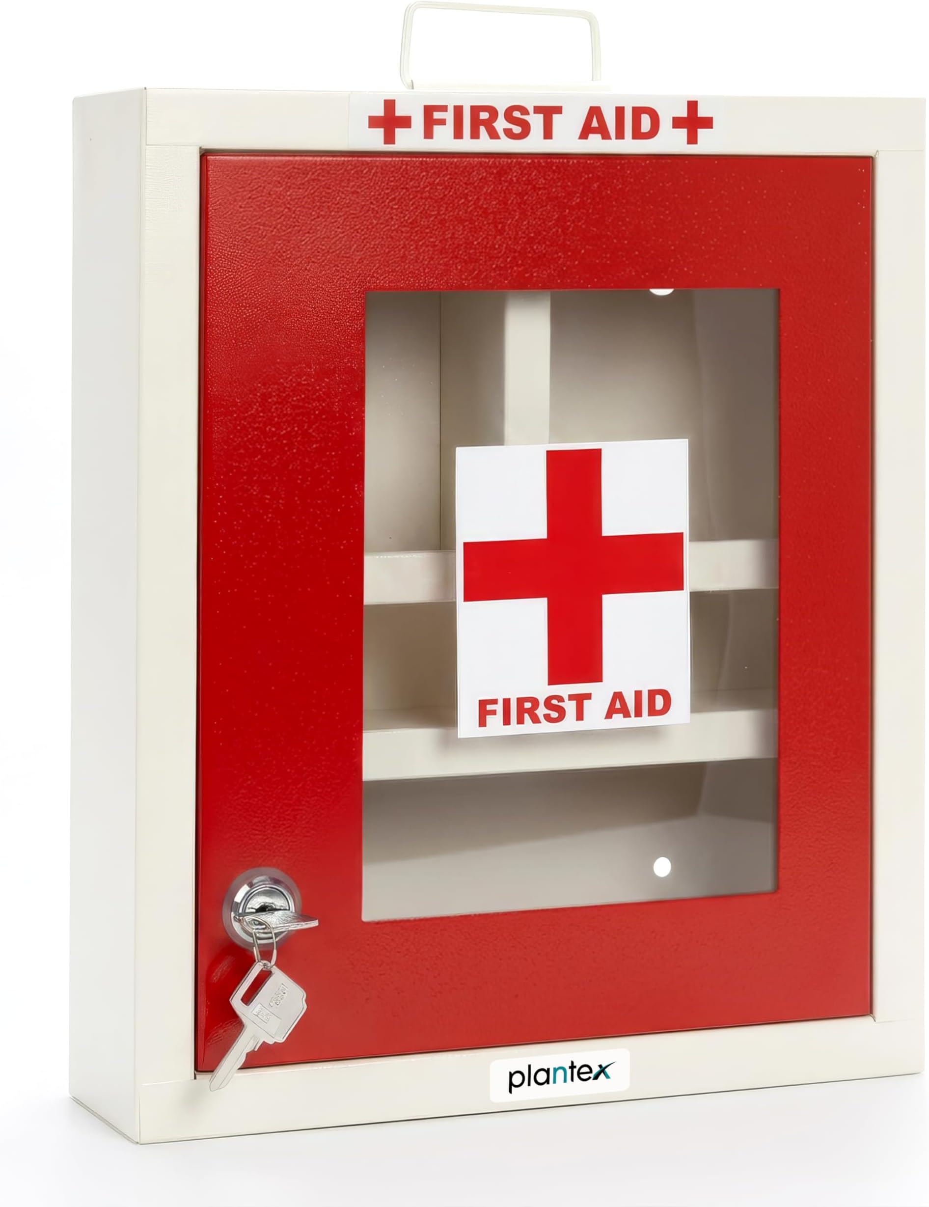 Plantex First Aid Kit Box with Multi Compartment/Emergency Medical Box for Home - School - Office/Medicine Box with Lock & Keys - (Red & Ivory) โ GI Steel