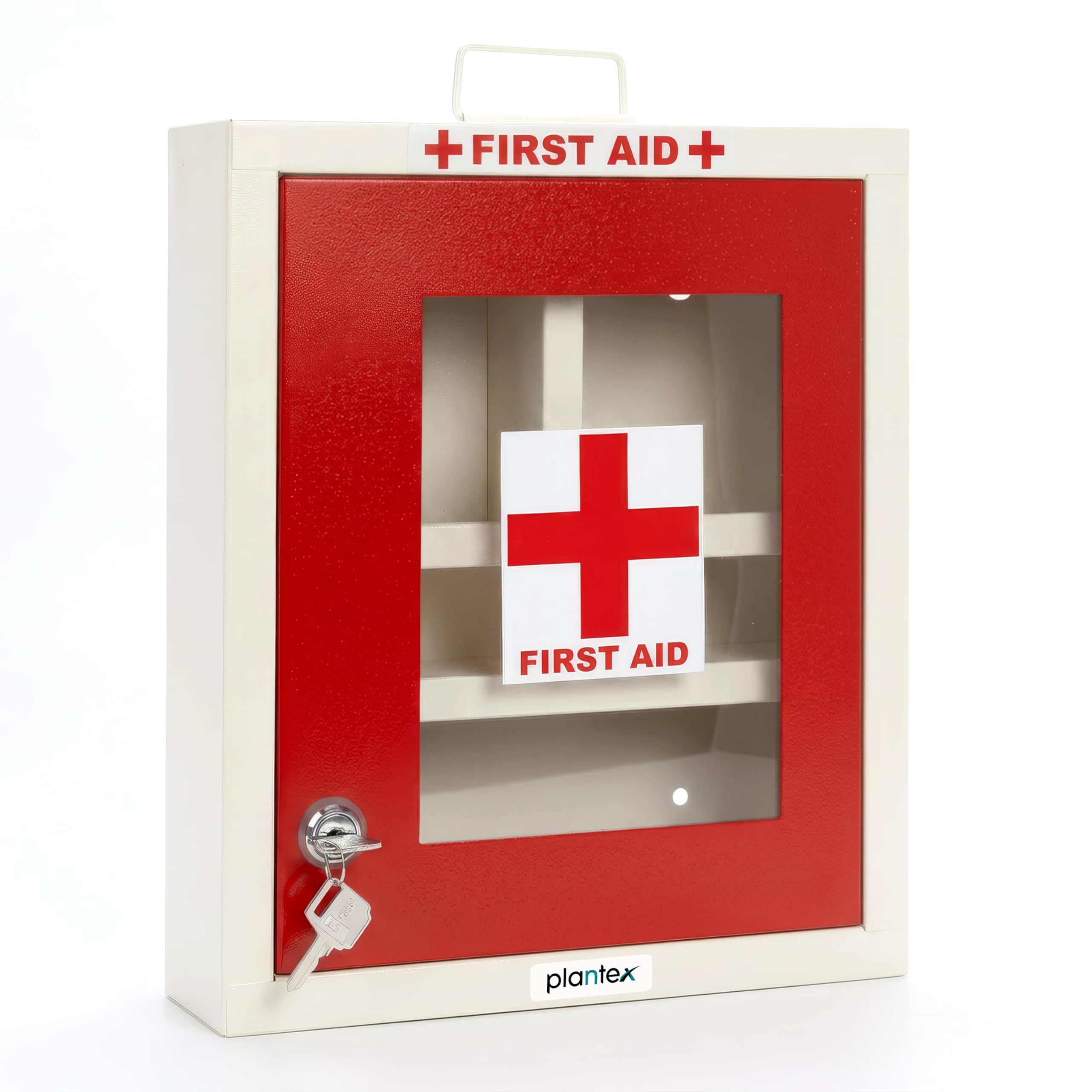 Plantex First Aid Box/Medical Box/Emergency First Aid Kit Box/Medicine Storage Box for Home, School & Office with Multi Compartment - (Red & Ivory) – Wall Mount – Metal-image-37