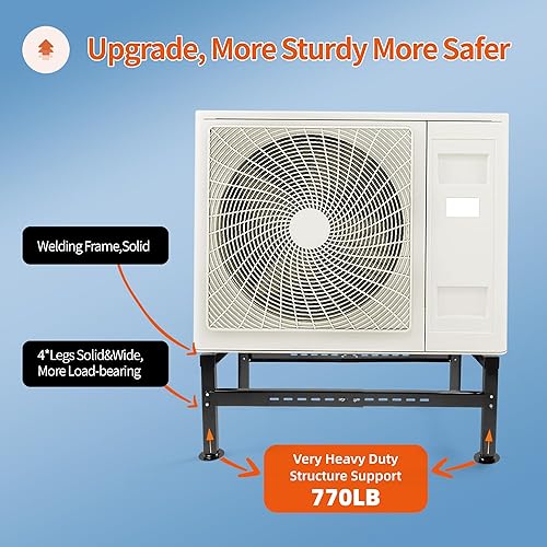 Miniatura 5 de WeCooper Soporte de Suelo para Mini Split de 9000-60000BTU, Soporte de Condensador Resistente, Soporte de Aire Acondicionado Mini Split para Sistema